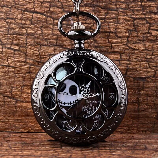 Hollowed out Halloween Themed Pocket Watch Chained Quartz Watch Flywin-tech
