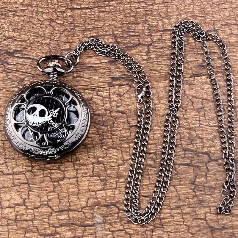 Hollowed out Halloween Themed Pocket Watch Chained Quartz Watch Flywin-tech