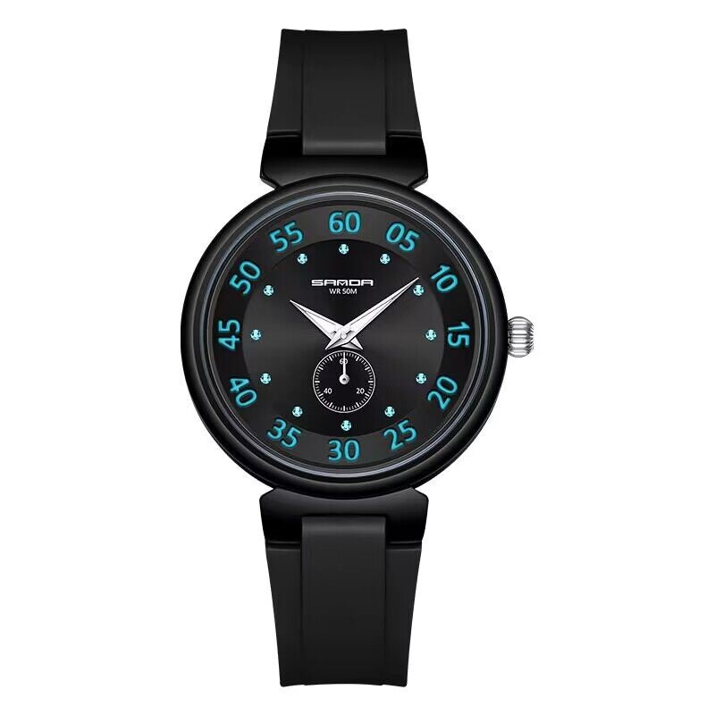Unisex Simple Casual Quartz Watch 50ATM Waterproof with Luminous Pointer and TPU Band Flywin-tech