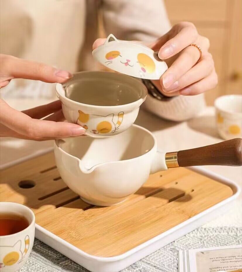 7-in-1 Portable Ceramic Tea Set Travel Teapot and Tea Cups Made-in-China Flywin-tech