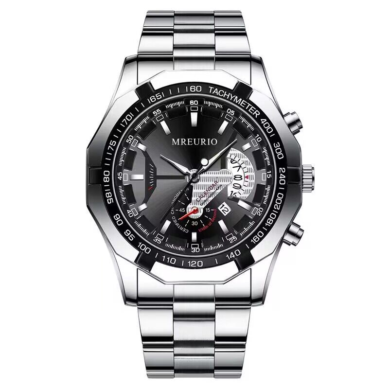 Stainless Steel Men's Quartz Wrist Watch with Calendar Flywin-tech