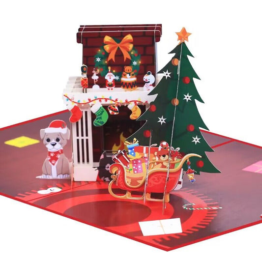 Christmas Fire Place 3D Pop-up Greeting Cards Flywin-tech