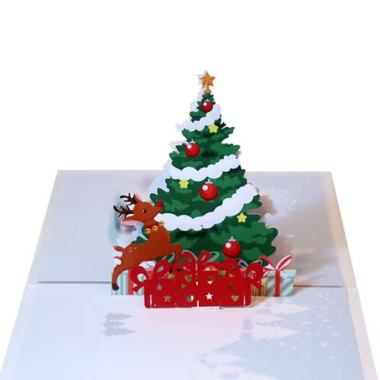 Christmas tree fawn greeting card