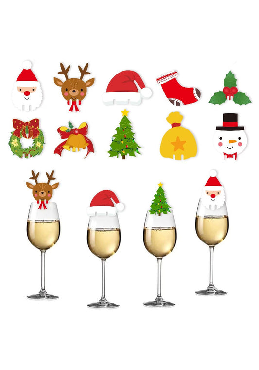 Christmas wine glass decorated cards