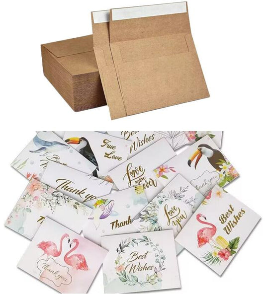 Best Wishes Card Folding Greeting Cards with A7 Self-sealing Mailing Envelopes (30 Sets)