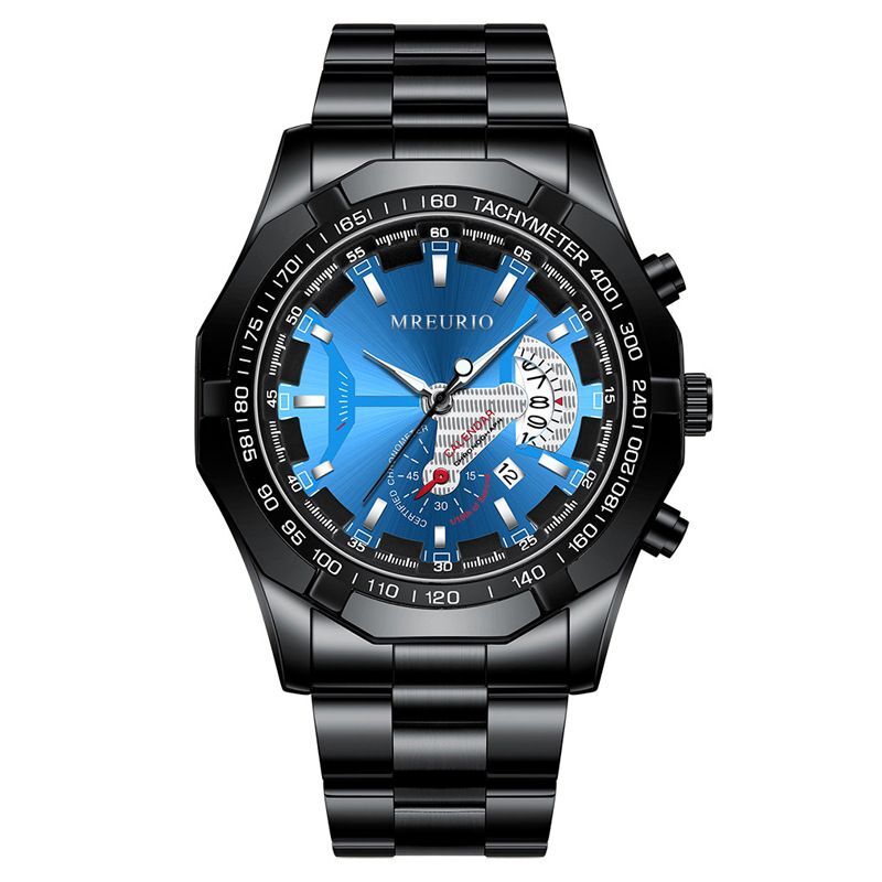 Stainless Steel Men's Quartz Wrist Watch with Calendar Flywin-tech