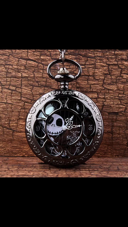 Hollowed out Halloween Themed Pocket Watch Chained Quartz Watch