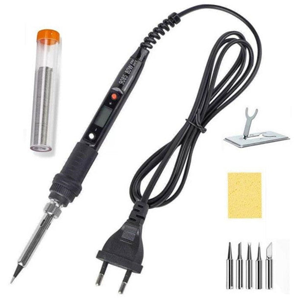 80W Soldering Iron Adjustable Temperature Electric Welding Gun Kit with 5 Replaceable Soldering Tips and Solder Wire Flywin-tech