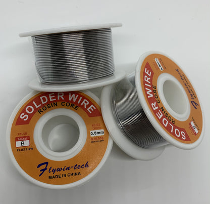 Rosin Core Solder Wire 63/37 Fluxed Tin Lead Welding Iron Wire 0.8mm 100g (2-Pack) Flywin-tech